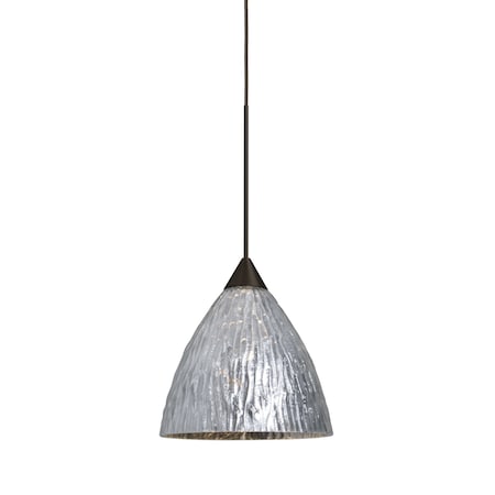 Besa Lighting Eve Cord Pendant, Stone Silver Foil, Bronze Finish, 1x5W LED 1XT-EVESS-LED-BR